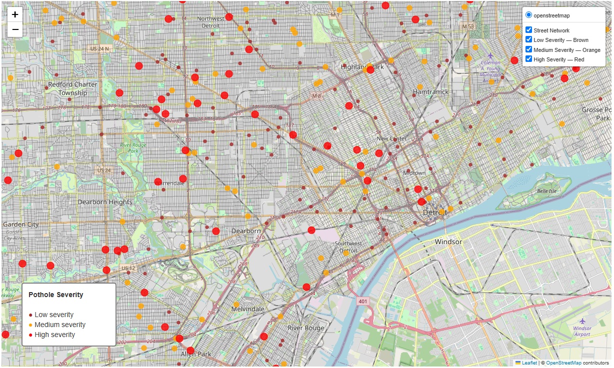 Pothole visualization chart